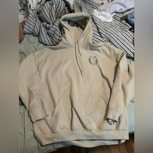 Women's Beige Hoodie with Horseshoe Emblem